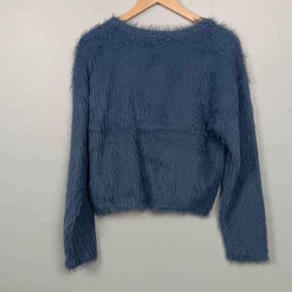 NWT Catherine Maladrino Blue Long Sleeve Crew Neck Sweater Size Medium - Picture 6 of 8
